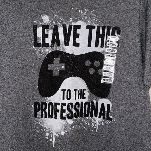 Delta M Charcoal Gray Silver Black Gaming Short Sleeve Cotton Blend Tee - Picture 5 of 12